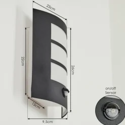 hofstein Applique murale d'extérieur Matilau Noir, Blanc, 1 lumière, Détecteur de mouvement