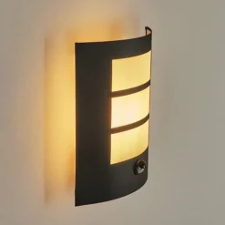 hofstein Applique murale d'extérieur Matilau Noir, Blanc, 1 lumière, Détecteur de mouvement