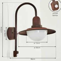 Luminaires Rustiques-hofstein Applique murale d'extérieur Pohei Rouille, 1 lumière, Détecteur de mouvement