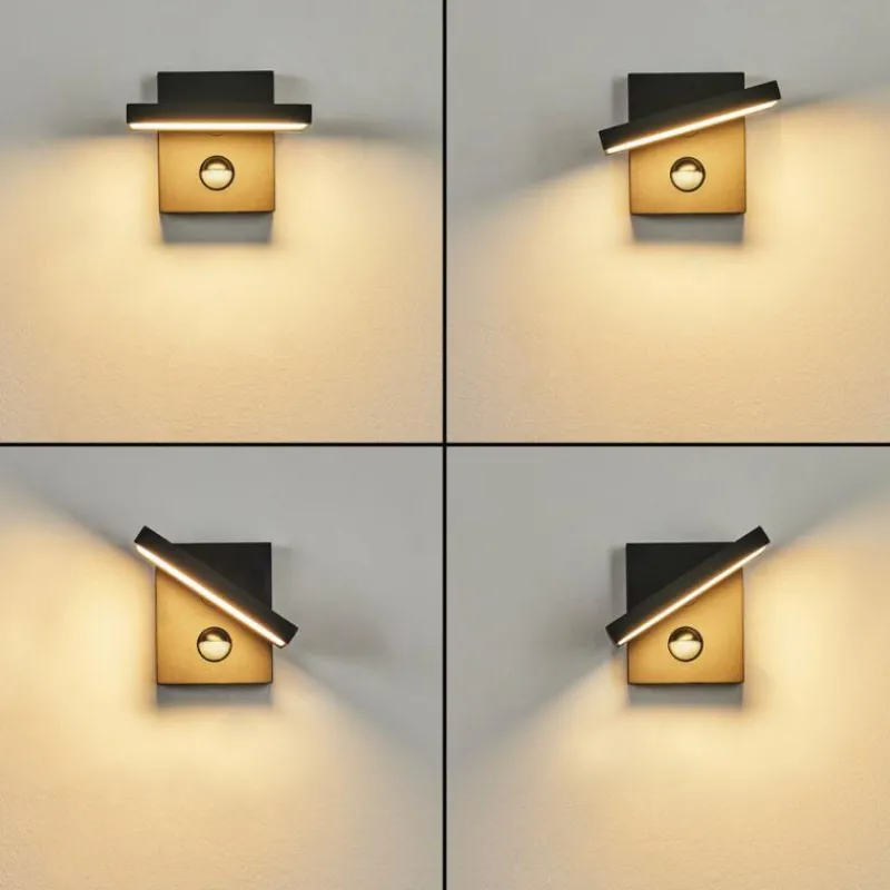 hofstein Applique murale d'extérieur Lyckan LED Noir, 1 lumière, Détecteur de mouvement