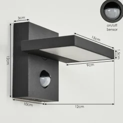 hofstein Applique murale d'extérieur Lyckan LED Noir, 1 lumière, Détecteur de mouvement