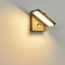 hofstein Applique murale d'extérieur Lyckan LED Noir, 1 lumière, Détecteur de mouvement