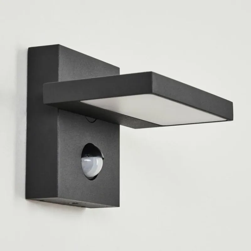 hofstein Applique murale d'extérieur Lyckan LED Noir, 1 lumière, Détecteur de mouvement