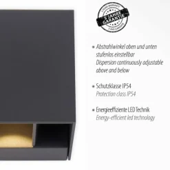 Luminaires Paul Neuhaus Applique murale d'extérieur Paul-Neuhaus BLOCK LED Anthracite, 2 lumières