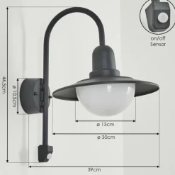 Luminaires Rustiques-hofstein Applique murale d'extérieur Pohei Anthracite, 1 lumière, Détecteur de mouvement