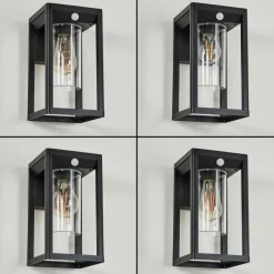 hofstein Applique murale d'extérieur Leset Noir, 1 lumière, Détecteur de mouvement