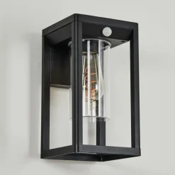 hofstein Applique murale d'extérieur Leset Noir, 1 lumière, Détecteur de mouvement