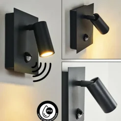 hofstein Applique murale d'extérieur Saeter LED Noir, 1 lumière, Détecteur de mouvement