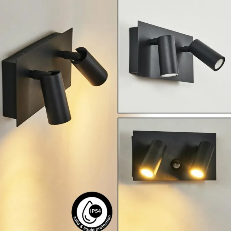 hofstein Applique murale d'extérieur Saeter LED Noir, 2 lumières, Détecteur de mouvement