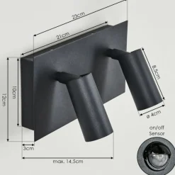 hofstein Applique murale d'extérieur Saeter LED Noir, 2 lumières, Détecteur de mouvement