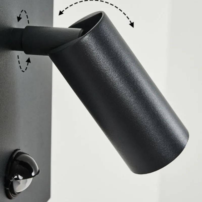 hofstein Applique murale d'extérieur Saeter LED Noir, 2 lumières, Détecteur de mouvement