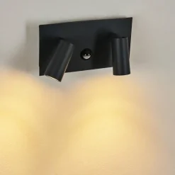 hofstein Applique murale d'extérieur Saeter LED Noir, 2 lumières, Détecteur de mouvement