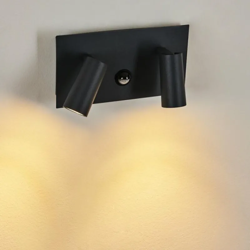 hofstein Applique murale d'extérieur Saeter LED Noir, 2 lumières, Détecteur de mouvement
