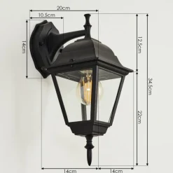 Luminaires Rustiques-hofstein Applique murale d'extérieur Naofe Noir, 1 lumière