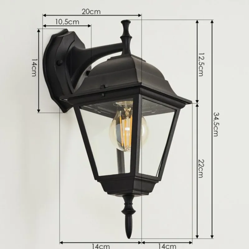 Luminaires Rustiques-hofstein Applique murale d'extérieur Naofe Noir, 1 lumière