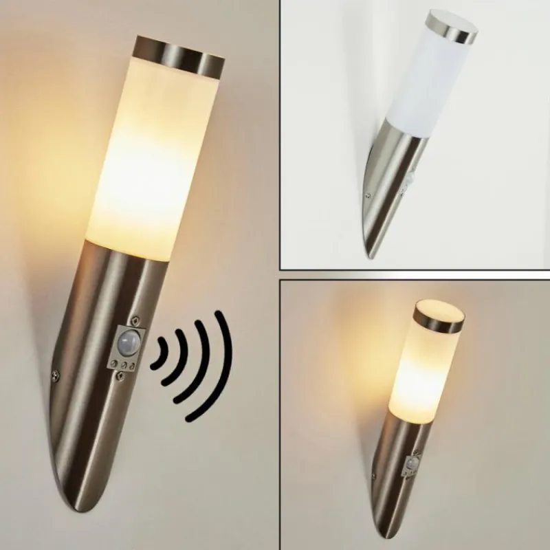 hofstein Applique murale d'extérieur Sessa Nickel mat, 1 lumière, Détecteur de mouvement