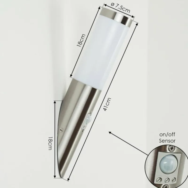 hofstein Applique murale d'extérieur Sessa Nickel mat, 1 lumière, Détecteur de mouvement