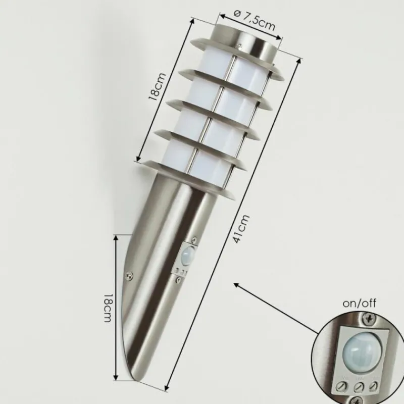 hofstein Applique murale d'extérieur Tunes Nickel mat, 1 lumière, Détecteur de mouvement
