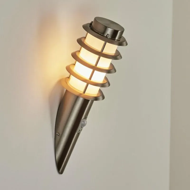 hofstein Applique murale d'extérieur Tunes Nickel mat, 1 lumière, Détecteur de mouvement