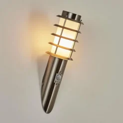 hofstein Applique murale d'extérieur Tunes Nickel mat, 1 lumière, Détecteur de mouvement