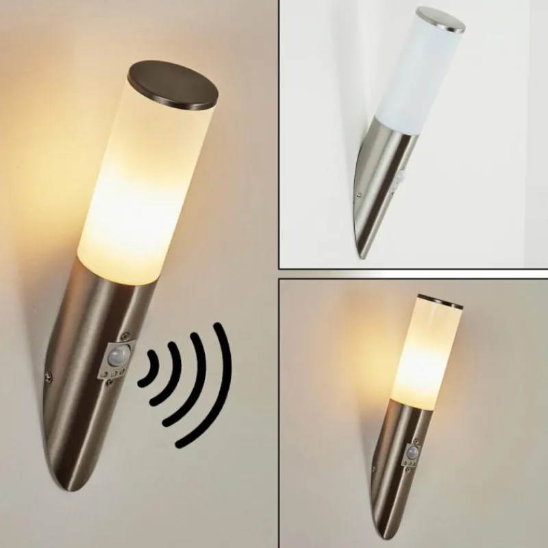 hofstein Applique murale d'extérieur Caserta Nickel mat, 1 lumière, Détecteur de mouvement