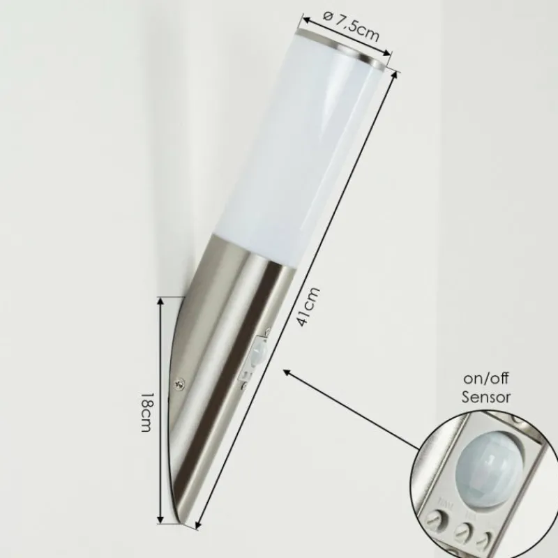 hofstein Applique murale d'extérieur Caserta Nickel mat, 1 lumière, Détecteur de mouvement