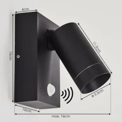 hofstein Applique murale d'extérieur Hakamken Noir, 1 lumière, Détecteur de mouvement