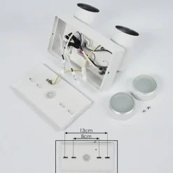 hofstein Applique murale d'extérieur Hakamken Blanc, 2 lumières, Détecteur de mouvement