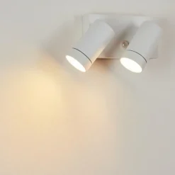 hofstein Applique murale d'extérieur Hakamken Blanc, 2 lumières, Détecteur de mouvement