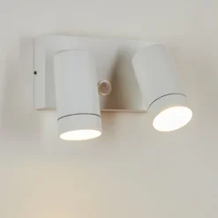 hofstein Applique murale d'extérieur Hakamken Blanc, 2 lumières, Détecteur de mouvement