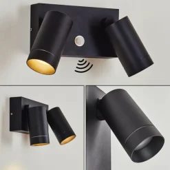 hofstein Applique murale d'extérieur Hakamken Noir, 2 lumières, Détecteur de mouvement