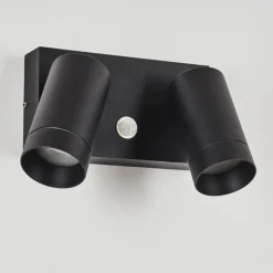 hofstein Applique murale d'extérieur Hakamken Noir, 2 lumières, Détecteur de mouvement