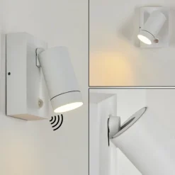 hofstein Applique murale d'extérieur Hakamken Blanc, 1 lumière, Détecteur de mouvement