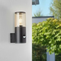 Luminaires Brilliant Applique murale d'extérieur Brilliant Sergioro Anthracite, 1 lumière, Détecteur de mouvement