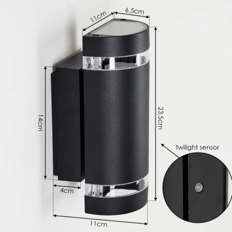 hofstein Applique murale d'extérieur Inglewood Noir, 2 lumières