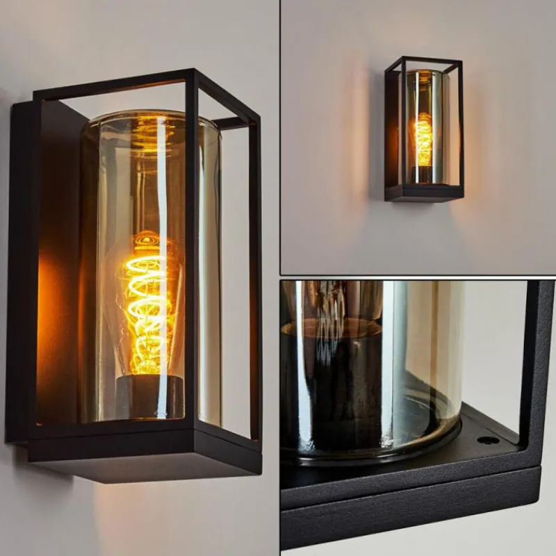 Suspension Verre Fumé-hofstein Applique murale d'extérieur Palanga Noir, 1 lumière