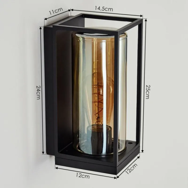 Suspension Verre Fumé-hofstein Applique murale d'extérieur Palanga Noir, 1 lumière