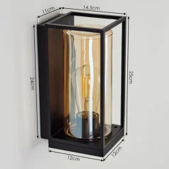 Lampes Vintages & Rétros-hofstein Applique murale d'extérieur Palanga Noir, 1 lumière