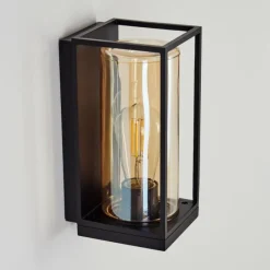 Lampes Vintages & Rétros-hofstein Applique murale d'extérieur Palanga Noir, 1 lumière