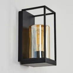 Lampes Vintages & Rétros-hofstein Applique murale d'extérieur Palanga Noir, 1 lumière