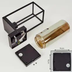 Suspension Verre Fumé-hofstein Applique murale d'extérieur Palanga Noir, 1 lumière, Détecteur de mouvement