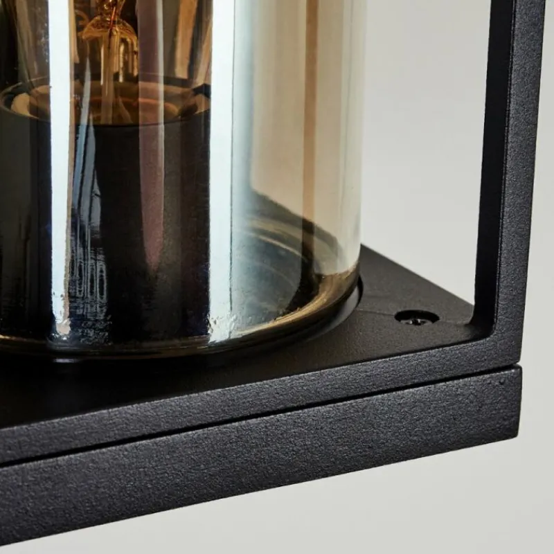 Suspension Verre Fumé-hofstein Applique murale d'extérieur Palanga Noir, 1 lumière, Détecteur de mouvement