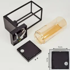 Lampes Vintages & Rétros-hofstein Applique murale d'extérieur Palanga Noir, 1 lumière, Détecteur de mouvement