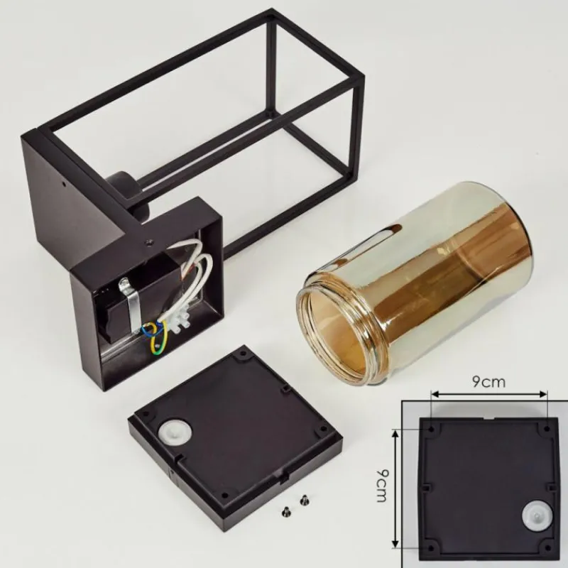 Suspension Verre Fumé-hofstein Applique murale d'extérieur Palanga Noir, 1 lumière, Détecteur de mouvement