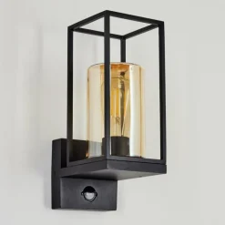 Lampes Vintages & Rétros-hofstein Applique murale d'extérieur Palanga Noir, 1 lumière, Détecteur de mouvement