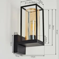 Lampes Vintages & Rétros-hofstein Applique murale d'extérieur Palanga Noir, 1 lumière