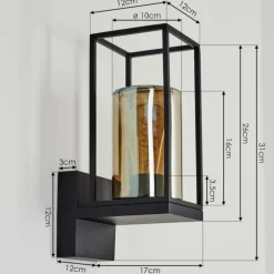 Suspension Verre Fumé-hofstein Applique murale d'extérieur Palanga Noir, 1 lumière