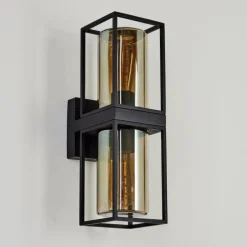 Suspension Verre Fumé-hofstein Applique murale d'extérieur Palanga Noir, 2 lumières