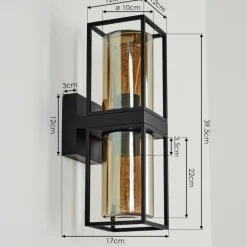Suspension Verre Fumé-hofstein Applique murale d'extérieur Palanga Noir, 2 lumières