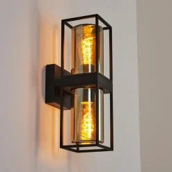 Suspension Verre Fumé-hofstein Applique murale d'extérieur Palanga Noir, 2 lumières